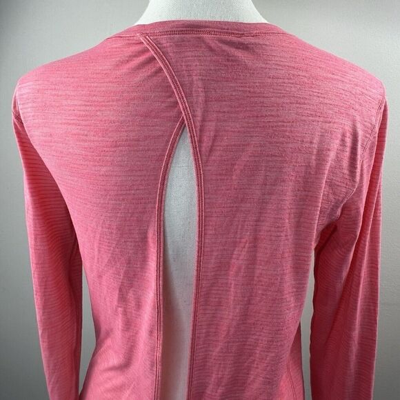 Lululemon Beat The Heat Back Tie Long Sleeve Top Size 6 Coral Pink Open Back - Picture 9 of 12